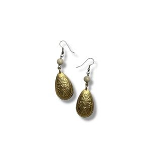 Bohemian Dangle Drop Earrings Gold Tone Tribal French Hook